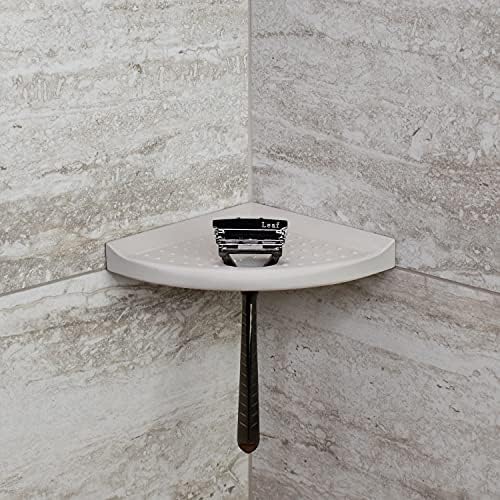 Questech 5" Corner Shower Footrest, Lugged for New Construction, Shaving Shelf for Inside Shower, Bathroom Storage Corner Caddy, Metro Lugged, Gray Matte