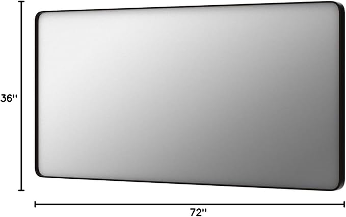 LOAAO 72X36 Inch Black Bathroom Mirror Metal Framed | Matte Black, Rounded Rectangle, Anti-Rust, Tempered Glass, Hangs Horizontally or Vertically