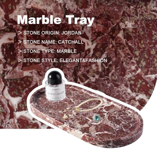 Koville Norway Natural Marble Tray, 12"x6" Vanity Decorative Tray for Countertop, Catchall Tray for Perfume, Candles, Jewelry Dish