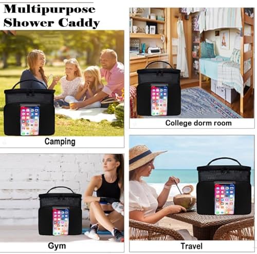 Dorm Room Essentials for Guys Girls,Quick Dry Mesh Shower Caddy Portable,Large Capacity black Shower Bag,Hanging Travel Toiletry Bag for Bathroom,Gym,Camping,Swimming,Travel,College Student Essentials
