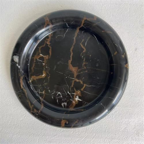 Natural Marble Round Vanity Tray Jewelry Makeup Dish Decorative Tray for Coffee Table,Bathroom,Bedroom (Portoro)