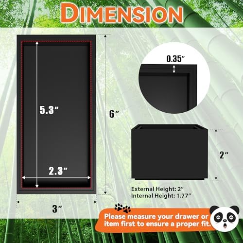 Lixple Bamboo Kitchen Drawer Organizer, 2 Pack, 6" x 3" x 2", Black