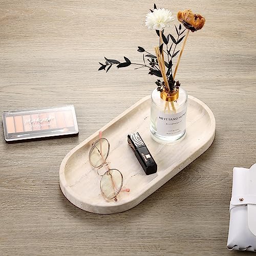 Koville Italian Travertine Tray, 12"x6" Vanity Decorative Marble Tray for Countertop, Catchall Tray for Perfume, Candles, Jewelry Dish Tray (Pack of 2)