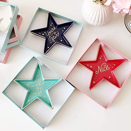 Stephanie Imports Star-Shaped Make a Wish Ceramic Trinket Plate and Decorative Jewelry Dish