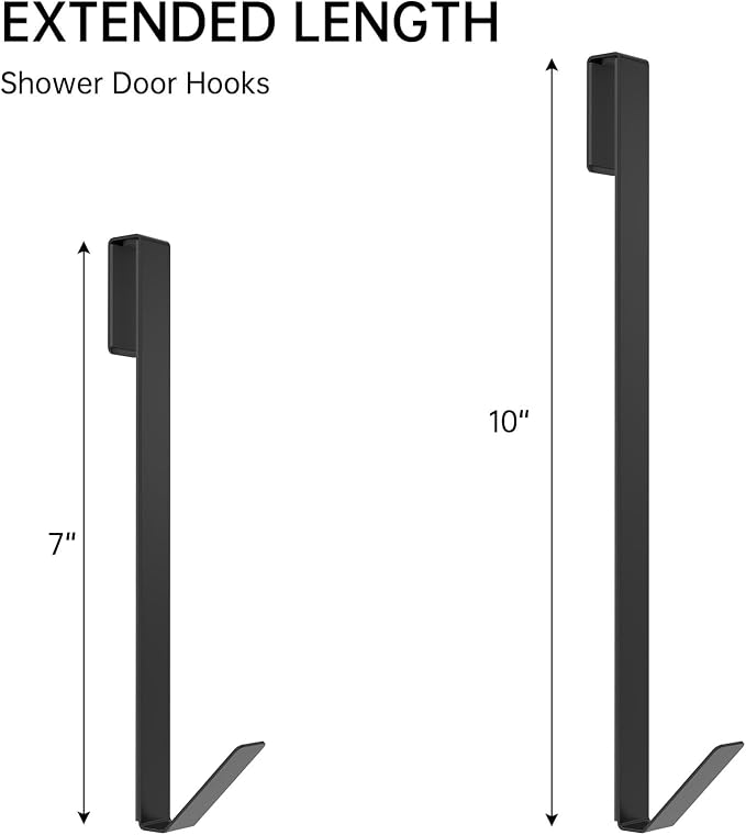 Linone 10 in Shower Door Hooks, Towel Hooks for Bathrooms, Shower Hooks for Towels,Heavy Duty Drilling-Free Extended Over Door Towel Hooks for Frameless Glass Shower Door, 3 Pack