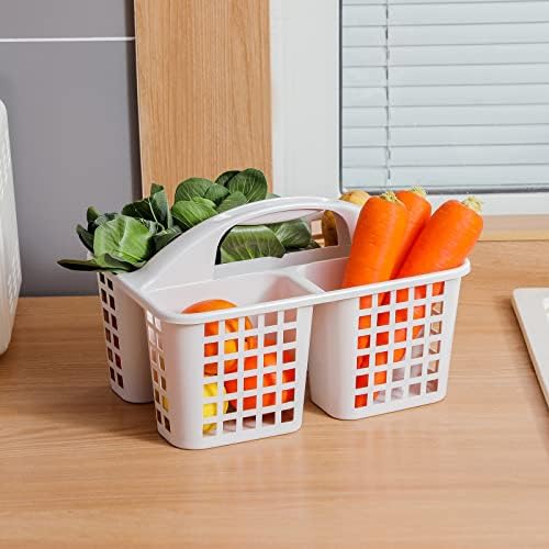 Portable Shower Caddy Basket Plastic Storage Basket with Divided Light Grey