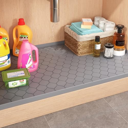 Winisok Waterproof Under Sink Mat 22" x 19", Silicone Mat, Black