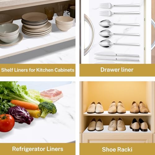 Shelf Liners for Kitchen Cabinets Non Adhesive, Drawer Liner Cutting Mat 12 Inch x 20 FT, Cabinet Protectors Fridge Liners for Refrigerator, Pantry Organizers Storage, RV, Dorm Room Essentials