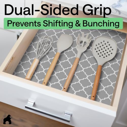 GORILLA GRIP Shelf Liner, Kitchen Drawer Protector, 24x240 White Gray