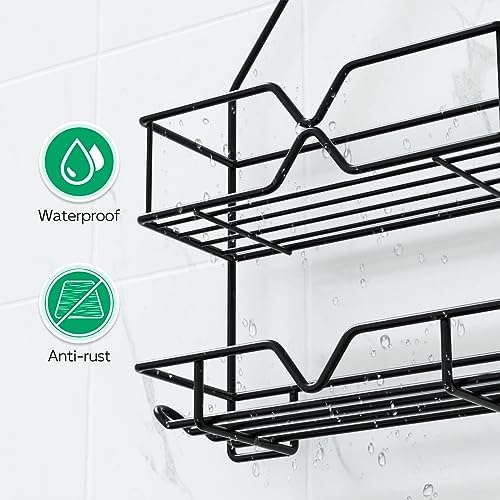 TreeLen Shower Organizer Hanging Shower Caddy over Shower Head Black Bathroom Hanger for Shampoo Razor Soap