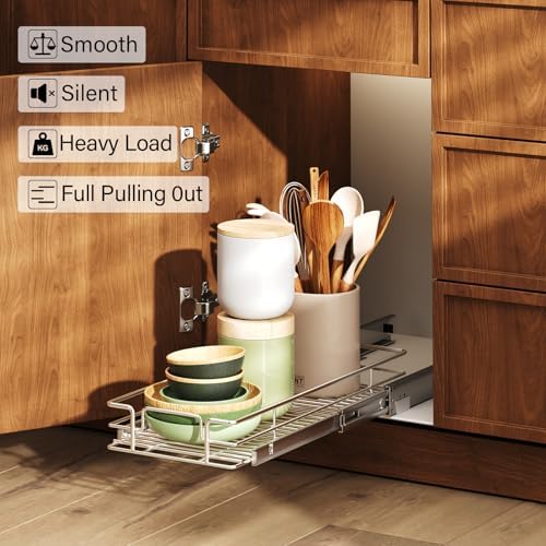 LOVMOR Pull Out Cabinet Organizer and Storage 7½" W x 21½" D, Slide Out Shelves for Kitchen Cabinets