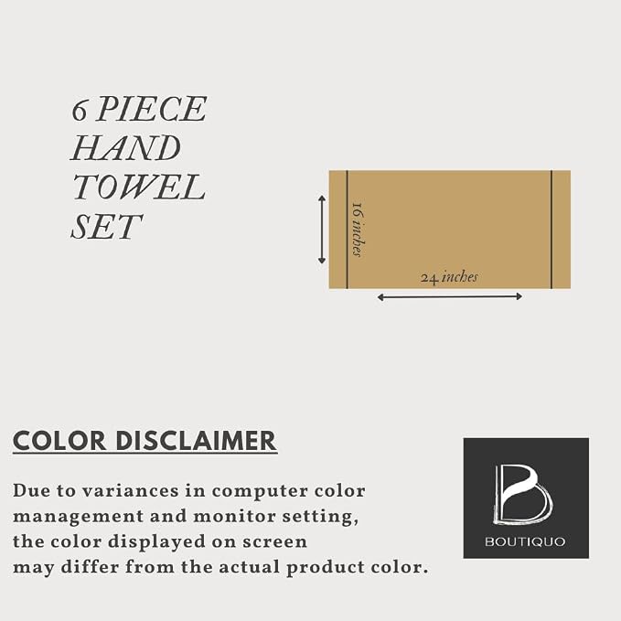 BOUTIQUO Ultra Soft Cotton 6 -Piece Hand Towel Set 16x24 Inch, Ideal for use in Bathroom, Kitchen, Gym, Spa & General Cleaning, Compact & Lightweight Multi Purpose Hand Towels - Teal