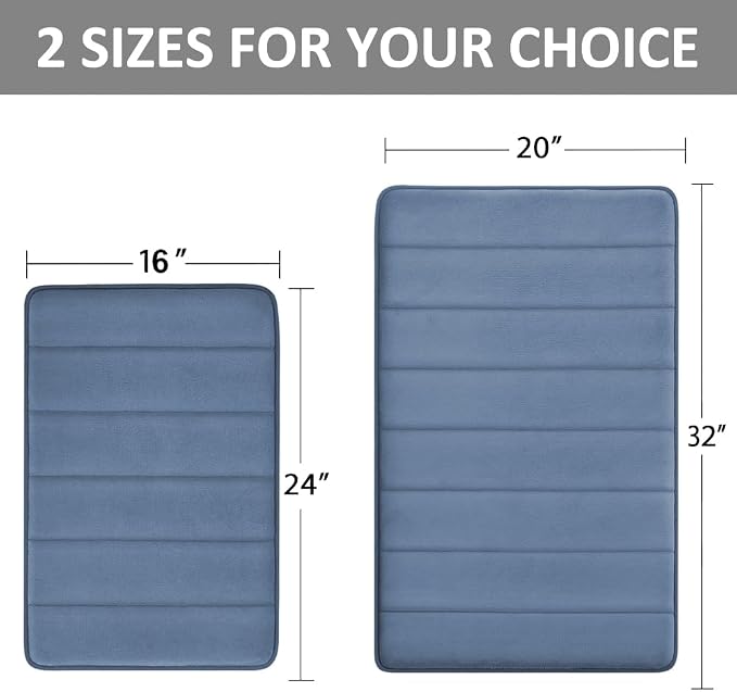 Dark Blue Bathroom Rugs Set 2 Piece Memory Foam Bath Non-Slip Bath Mat,Washable Room Mats,Absorbent Shaggy Rugs Super Soft Kitchen Mats, Carpets for Bathroom,Tub,Shower Home Decor