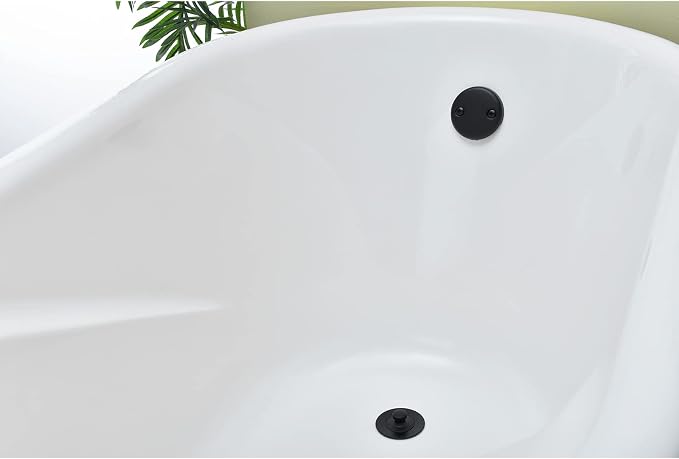 Brass Bathtub Drain Kit, Lift and Turn Tub Drain Kit with 2-Hole Tub Overflow Faceplate, Matte Black