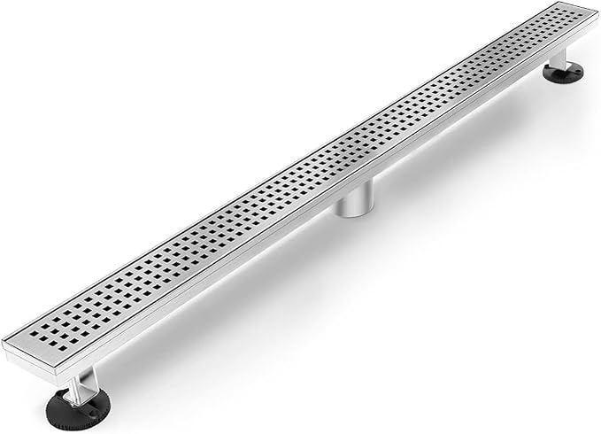 Shower Drain, Linear Shower Drain 72 Inch(Brushed Nickel),Modern 304 Stainless Steel Shower Floor Drain with Grate Removable, Adjustable Leveling Feet