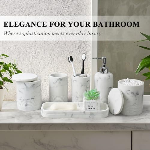 LIN CHUAN 6-Piece Bathroom Accessories Set, Bathroom Organizer, White