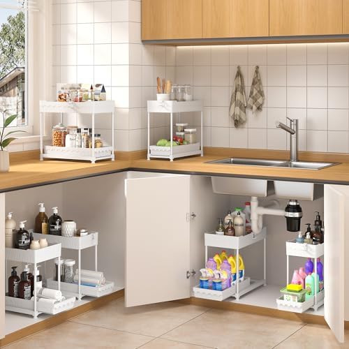 Sevenblue 3-Pack 2-Tier Under Sink Organizers with Sliding Drawers