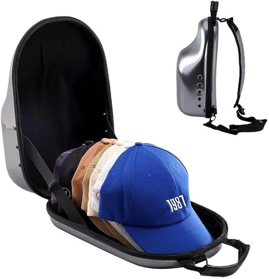 ProCase Hard Hat Travel Case for Baseball Caps, No-Crush Case Holds Up to 6-7 Hats, Adjustable Interior with Shoulder Strap for Travel, Hat Organizer Ball Caps Holder -Grey