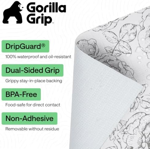 GORILLA GRIP Shelf Liner, Kitchen Drawer Protector, 24x240 Floral Gray