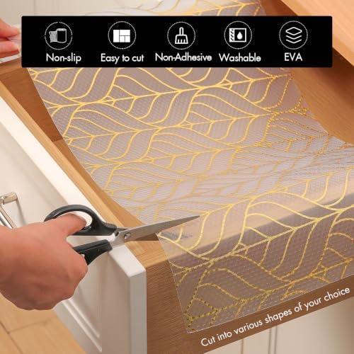 Cooyes Shelf Liner for Kitchen Cabinets – Non-Adhesive Drawer Liner