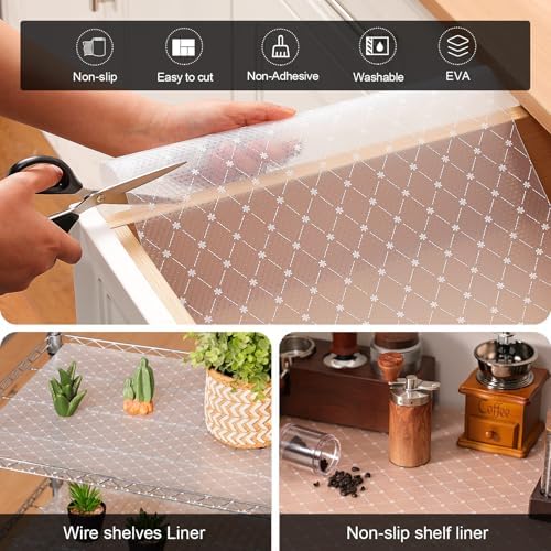 Cooyes Shelf Liner Non-Adhesive EVA Cabinet & Drawer Liner 17.5" x 120"