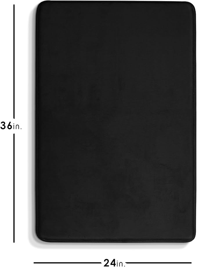 Clara Clark Bathroom Rugs, Velvet Memory Foam Bath Mat, Non-Slip Bath Rugs, Machine Wash, Dries Quickly, Ultra Soft Plush Bath Mats for Bathroom, 24 x 36, Black