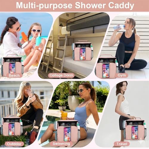 BAIMAY College Dorm room Essentials for Girls, Quick Dry Mesh Shower Caddy-Beige