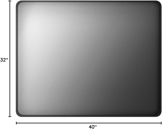 LOAAO 40X32 Inch Black Metal Framed Bathroom Mirror for Wall, Matte Black Bathroom Vanity Mirror Farmhouse, Large Rounded Rectangle Mirror, Anti-Rust, Tempered Glass, Hangs Horizontally or Vertically | Matte Black, Rounded Rectangle Mirror, Anti-Rust, ...