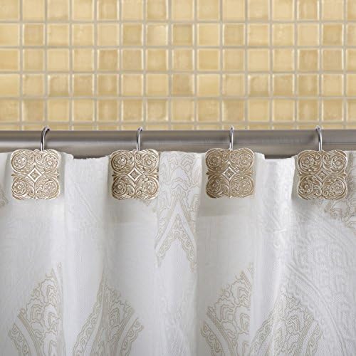 Creative Scents Beige Victoria Shower Curtain Hooks Decorative | Set of 12
