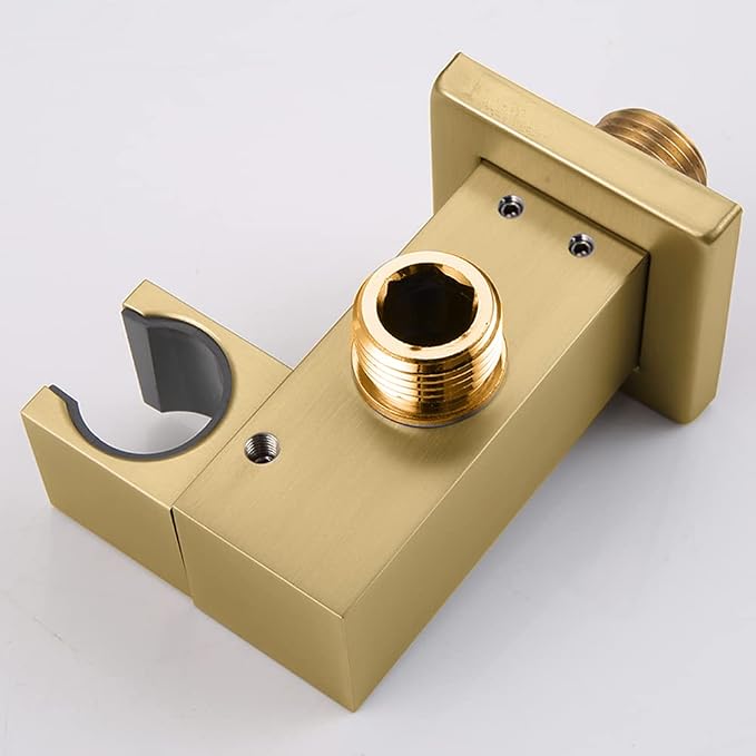 AYIVG Bathroom All Brass Wall Mount Adjustable Handheld Shower Head Bracket Holder , Brushed Gold Finish