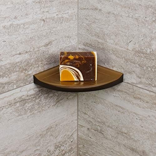 Questech 5" Shower Soap Dish Shelf for Inside Shower, Lugged for New Construction, Bath Organizer for Tiled Walls, Corner Soap Holder, Metro Lugged, Gold Finish