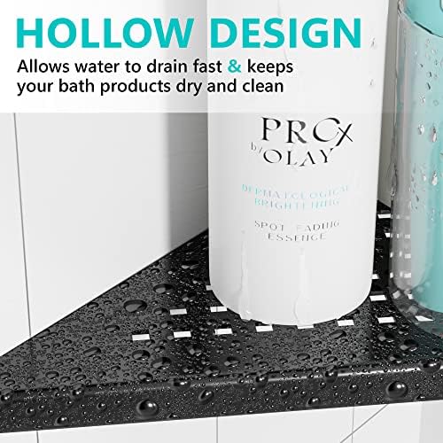 Qeke Corner Shower Shelves, 10” Recessed Tile Shower Shelf Black, 2 Pack