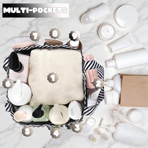 Mesh Shower Caddy Portable - 9 Pockets for College Dorm Room Essential