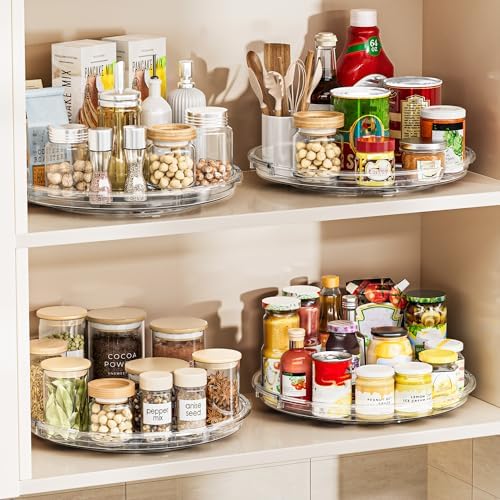 LAMU 12 in Lazy Susan Turntable, 6 Pack Clear Spice Rack, Organizer Storage