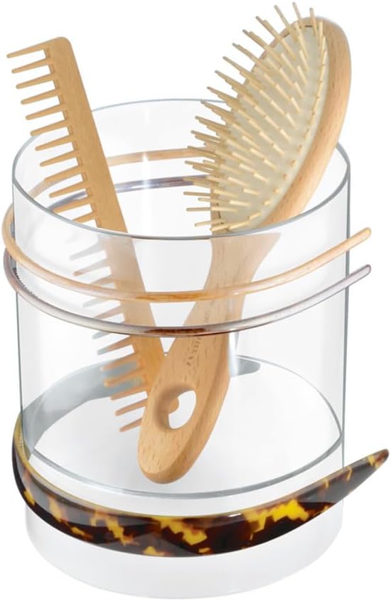 iDesign Clarity Collection Hair Accessories Organizer Canister, Clear | 6" x 6" x 7"
