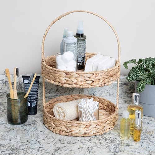 Household Essentials Water Hyacinth 2-Tier Tray, Natural