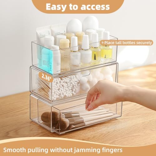 Stackable Medicine Cabinet Organizer for Bathroom, 3 Pack