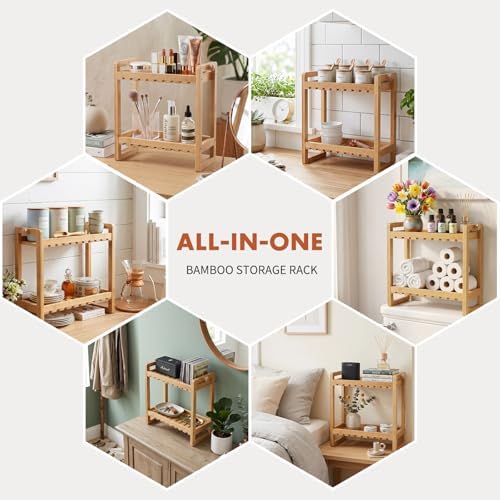ShellKingdom Over The Toilet Storage Shelf, 2 Tier Toilet Paper Holder Stand Shelves, Punch-Free Bathroom Storage Rack, Small Space Organizers for Bathroom, Home, Countertop