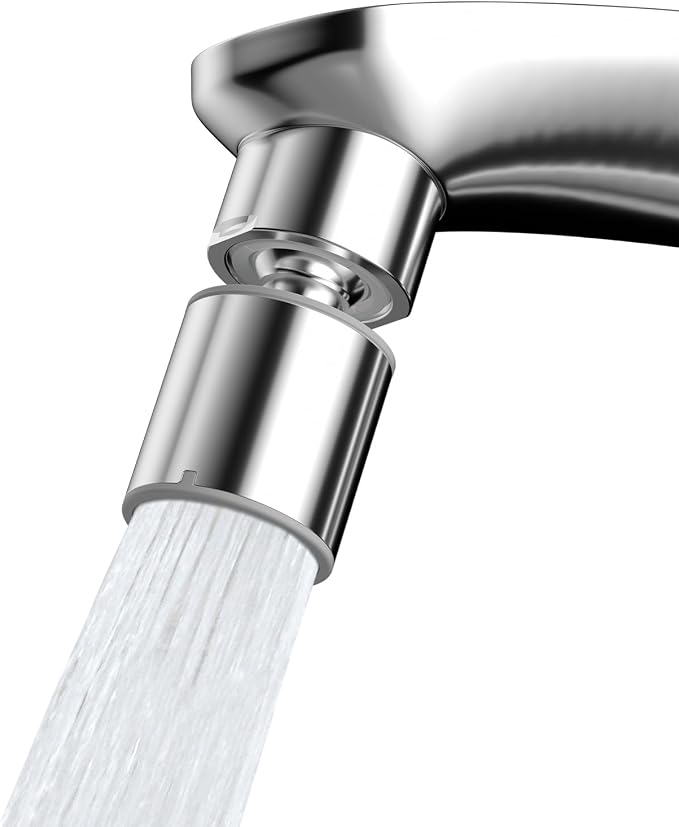 Hibbent NSF/ANSI/CAN 61 Certified Faucet Aerator, cUPC Certification 360° Swivel Faucet Extender, Dual-function Sink Aerator, Kitchen Faucet Sprayer Attachment, 55/64” Female Thread, Chrome