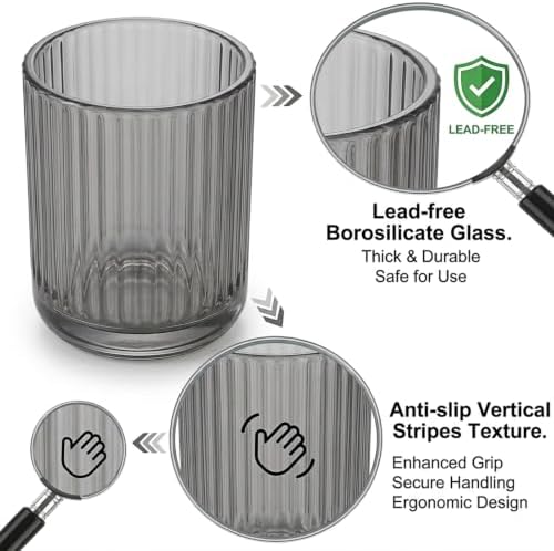 rejomiik 2 Pack Thick Glass Qtip Holder Apothecary Jars with Lids, Gray
