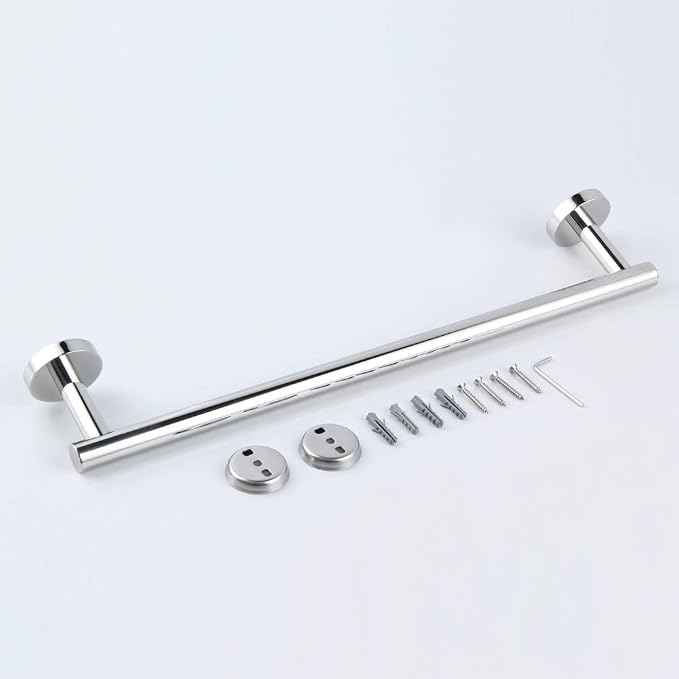 GERZWY 18-Inch Bathroom Single Towel Bar Stainless Steel Bath Towel Rack Contemporary Style Wall Mount, Polished Finish AG1101C45-JG