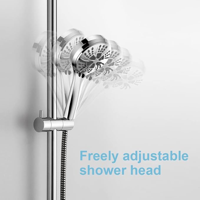 OFFO Shower Slide Bar 28 in Adjustable Installation Distance 19-27 in with 360° Adjustable Handheld Shower Head Holder for Bathroom, Screw Wall Mounted, Chrome Finish