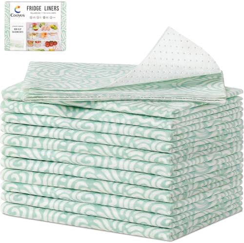 Cooyes Non-Slip Refrigerator Liners for Shelves, 17.7" × 24", 12 Pack, Large Fridge Drawer & Shelf Liners for Kitchen Cabinets Non-Adhesive, Breathable Material, BPAfree, Keep Produce Fresh Longer