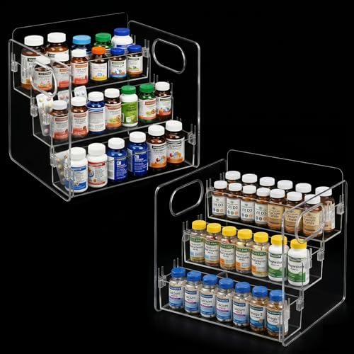 3-Tier Vitamin Storage Organizer, Organizer For Vitamin Bottles And Medicine Bottle, Vitamin Bottle Organizer For Countertop, Bathroom Cabinet Storage Items Are Clearly Visible (2item)