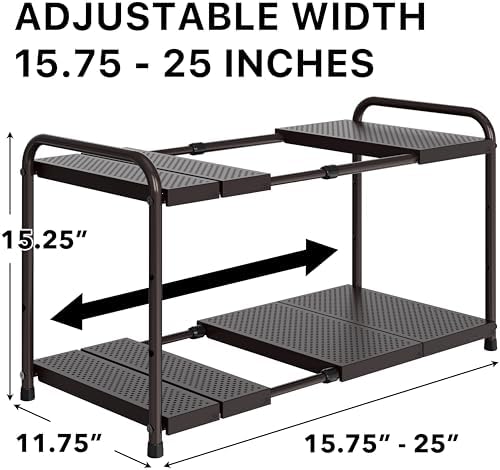 Simple Houseware Under Sink 2-Tier Heavy Duty Expandable Organizer, Bronze