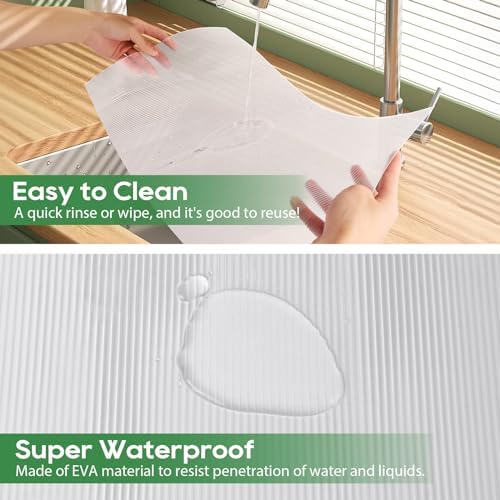 Anoak Shelf Liner Cabinet Liner, Non Adhesive Drawer Liner, Washable 24 Inch x 20 FT(240 Inch) Waterproof Durable Non-Slip Shelf Liner for Kitchen, Drawer, Refrigerator Stripe Clear