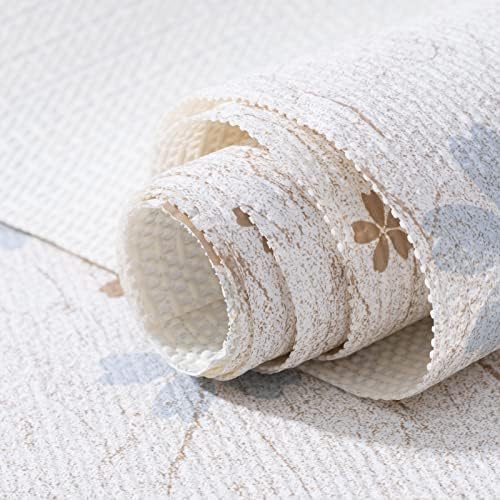 FIFTY FEET 12"x120" Non-Adhesive Shelf Liner for Kitchen Cabinets and Drawers, Washable Non-Slip PVC Cabinet Liner (White Floral)(7 Roll)