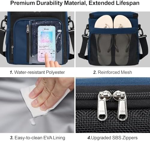 F-color Crossbody Shower Caddy Portable - Shower Bag with Hands-Free Strap