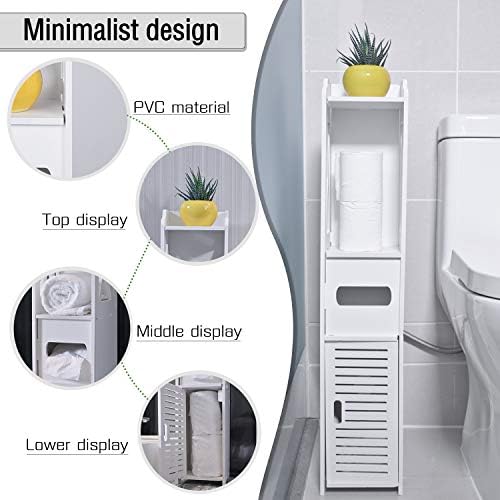 Small Bathroom Storage, Toilet Paper Storage Corner Floor Cabinet with Shelves and Doors, Bathroom Storage Organizer Furniture Corner Shelf for Book, Toilet Paper, Shampoo, Botany (31.5Wx6.1Lx6.1D)