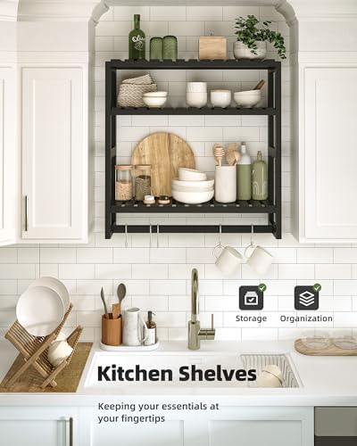 Galood Over The Toilet Storage Bathroom Shelves Wall Mounted 3 Tier Black-L